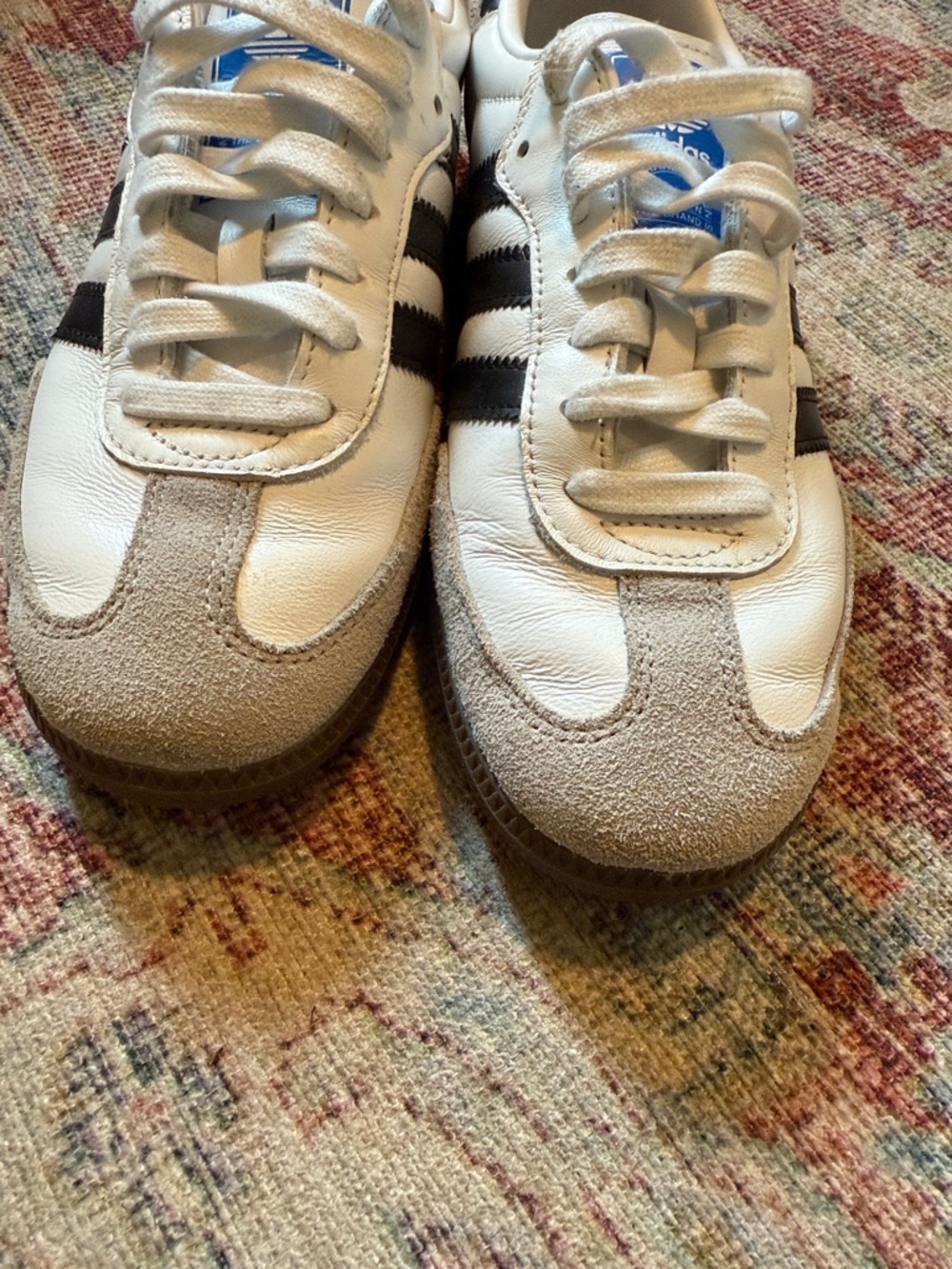 adidas Samba White Black Suede-Trim Sneakers - Picture 5 of 7
